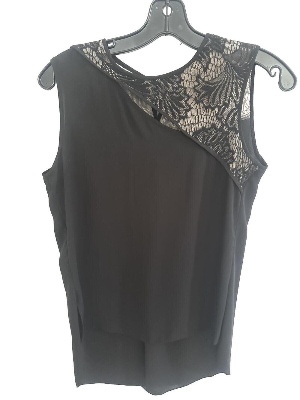 BCBGMAXAZRIA Black Sleeveless Top with Lace Detail - Size XXS ( Can fit Small)
